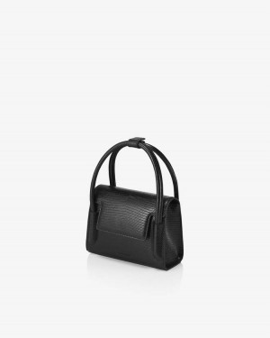 Find Kapoor Marty Bag 18 Lizard Tote Umhängetasche Damen Schwarz | SQM7999WY