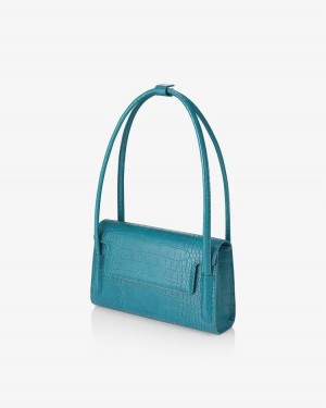 Find Kapoor Marty Bag 26 Croco Tote Schultertasche Damen Blau Grün | WWI8851GK