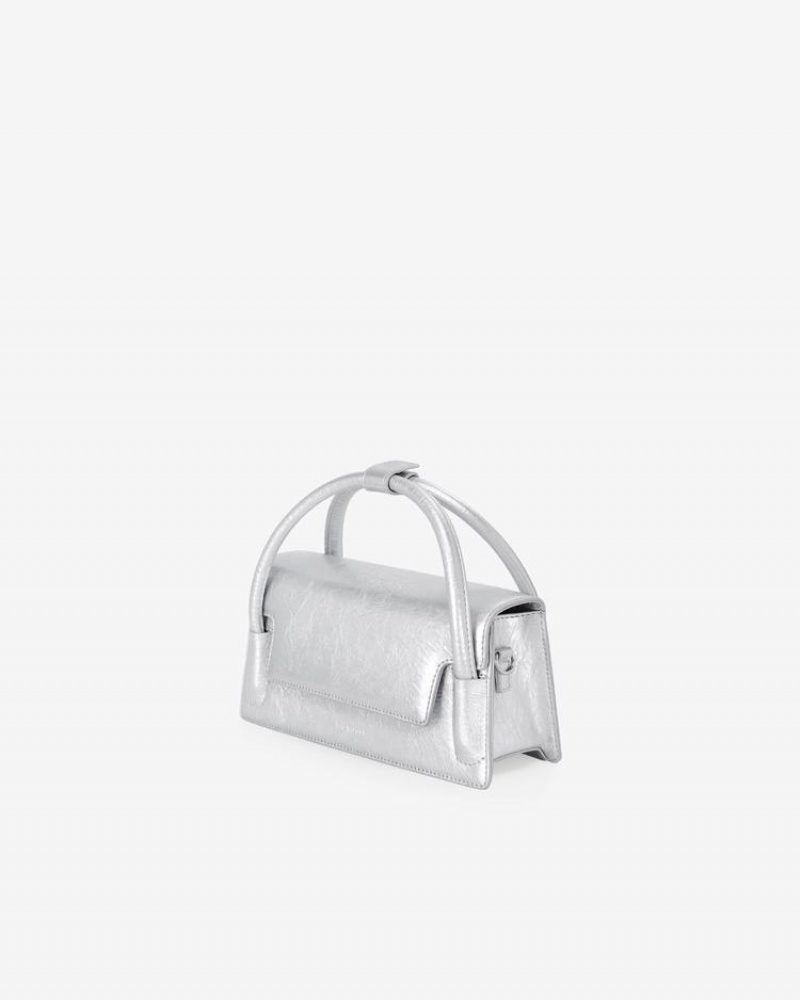 Find Kapoor Marty Wedge Bag 22 Crinkled Tote Umhängetasche Damen Silber | RST250AK